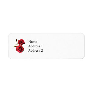 Two Red Carnations with Buds Return Address Label