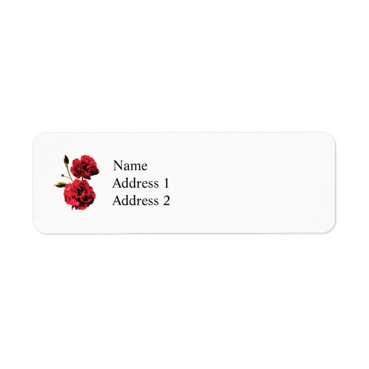 Two Red Carnations with Buds Return Address Label