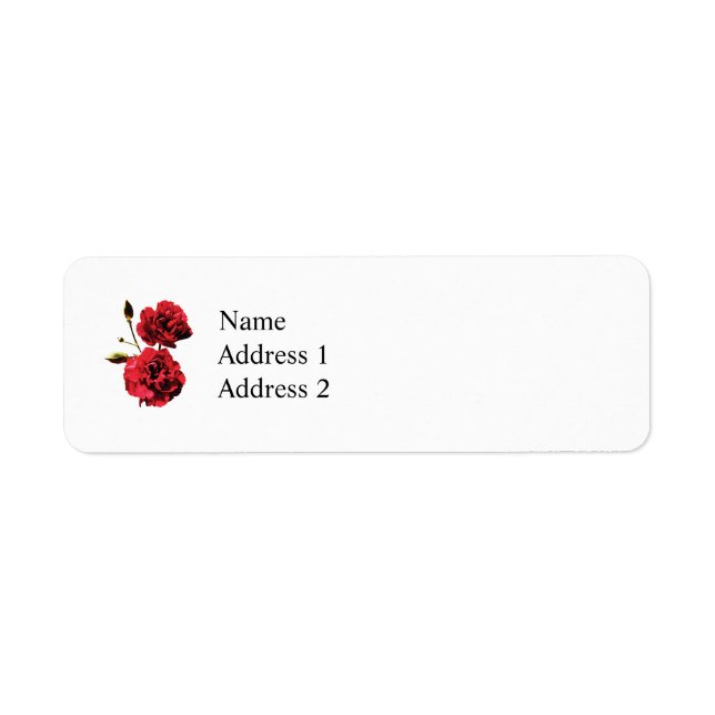 Two Red Carnations with Buds Return Address Label (Front)