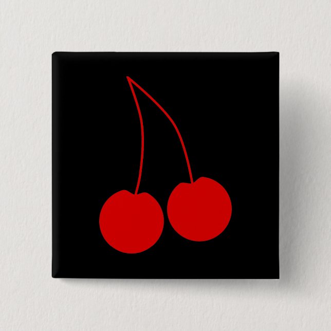 Two Red Cherries. 15 Cm Square Badge (Front)