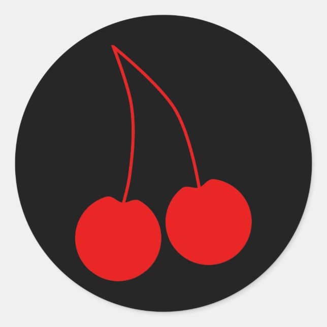 Two Red Cherries. Classic Round Sticker (Front)