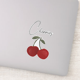 Two Red Cherries Illustration Cute Fruit Art