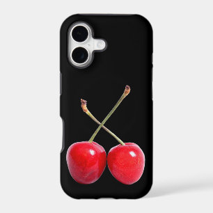 Two Red Cherries On Black