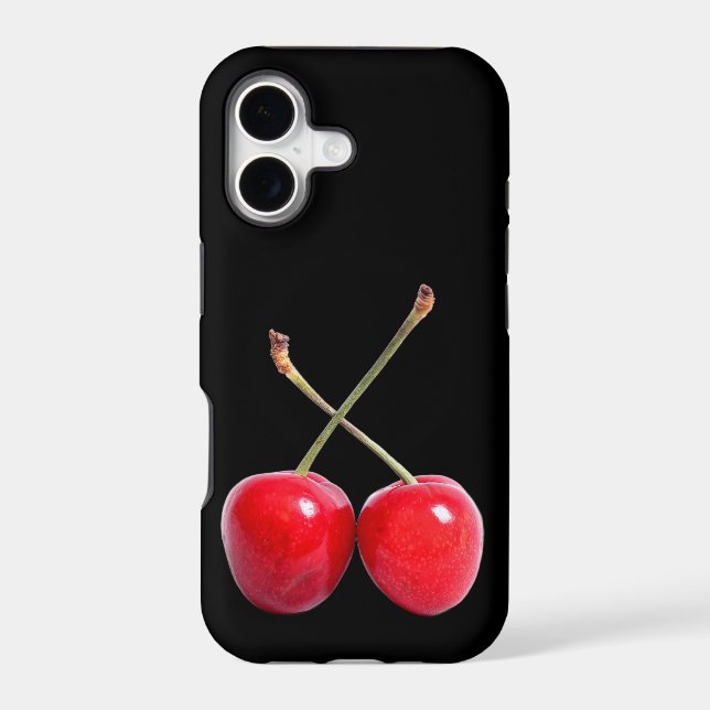 Two Red Cherries On Black (Back)