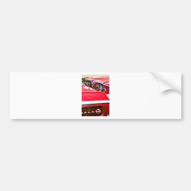Two Red Chevy Impalas with Lights Bumper Sticker (Front)