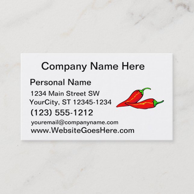 Two Red Chilli Peppers on Side Business Card (Front)