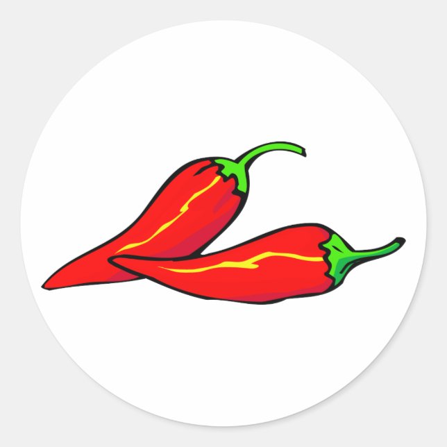 Two Red Chilli Peppers on Side Classic Round Sticker (Front)