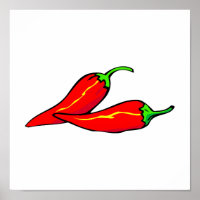 Two Red Chilli Peppers on Side