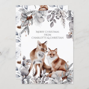 Two Red Foxes Personalised Christmas Card