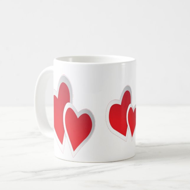 Two Red Hearts Art Coffee Mug (Front Left)