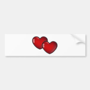 Two Red Hearts Bumper Sticker