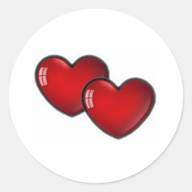 Two Red Hearts Classic Round Sticker (Front)