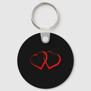 Two Red Hearts Cool Love Heart Valentines Day Men Key Ring