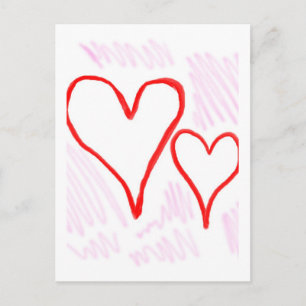 Two red hearts design, love or Valentine's Holiday Postcard