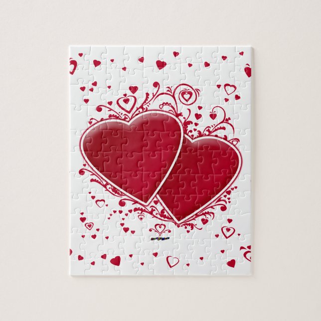 Two Red Hearts For Valentine's Day Jigsaw Puzzle (Vertical)