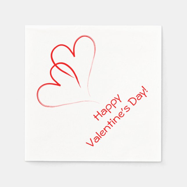 Two red hearts - Happy valentine's day! Napkin (Front)