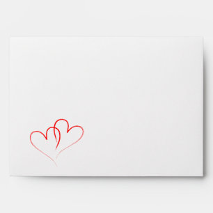 Two red Hearts intertwined Envelopes