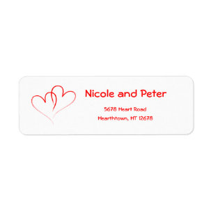 Two Red Hearts Return Address Label