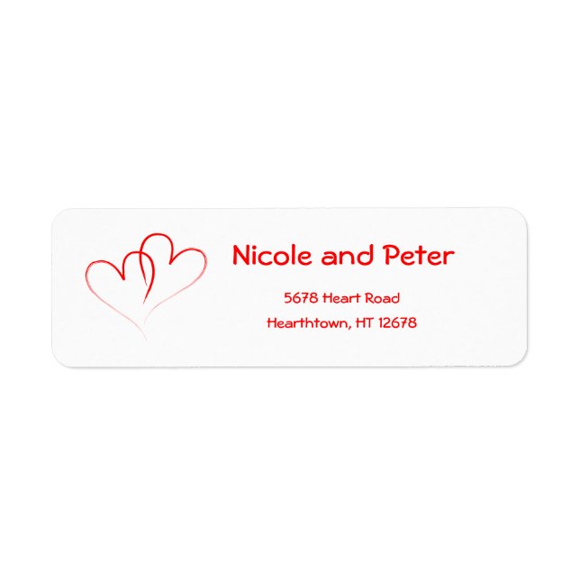 Two Red Hearts Return Address Label (Front)