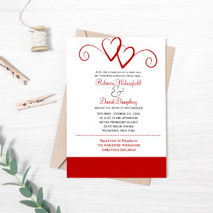 Two Red Hearts Wedding Invitation