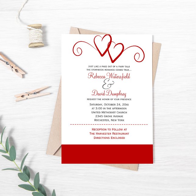 Two Red Hearts Wedding Invitation (Creator Uploaded)