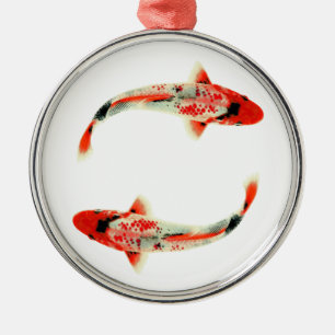Two Red Koi Metal Ornament