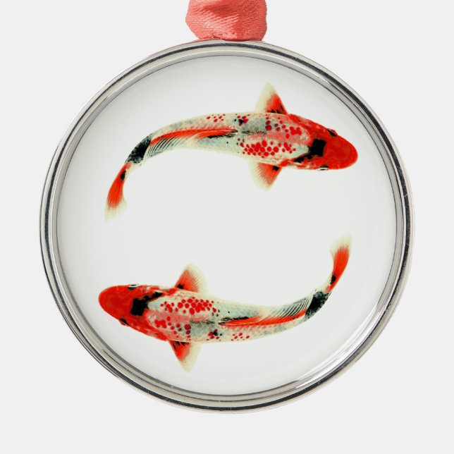 Two Red Koi Metal Ornament (Front)