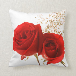 Two Red Roses Custom Background Colour Cushion
