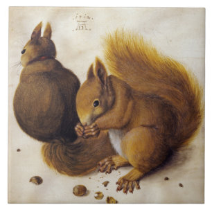Two Red Squirrels (by Albrecht Dürer) Ceramic Tile