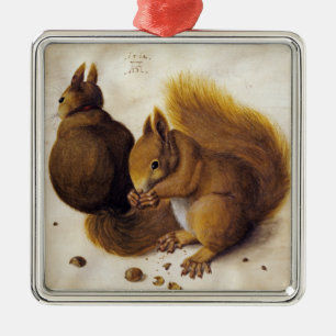 Two Red Squirrels (by Albrecht Dürer) Metal Ornament