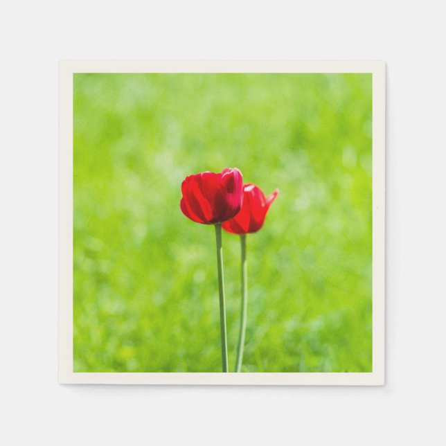 Two red tulip flowers napkin (Front)