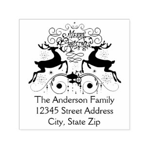 Two Reindeer Christmas - Self Inking Address Stamp