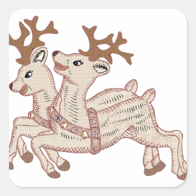 Two Reindeer Square Sticker (Front)