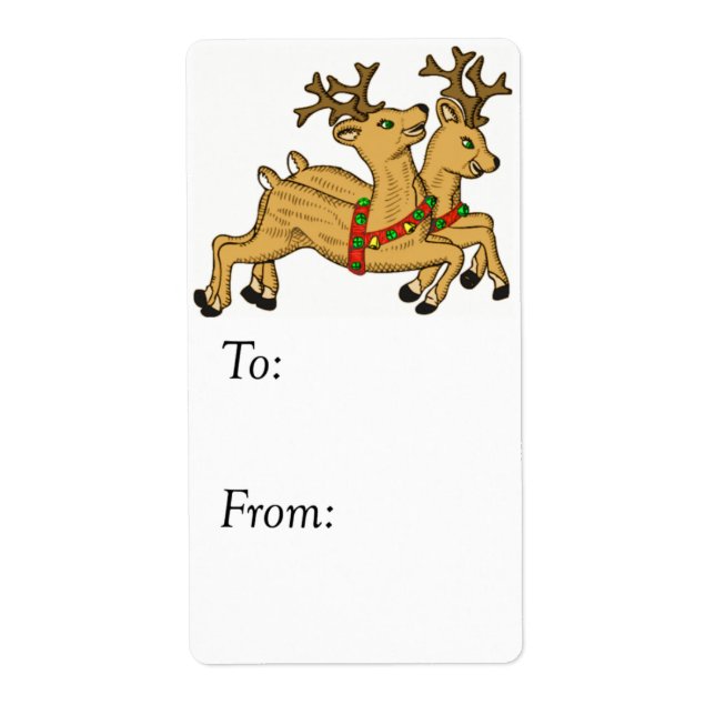 Two Reindeer Vintage Gift Tag (Front)