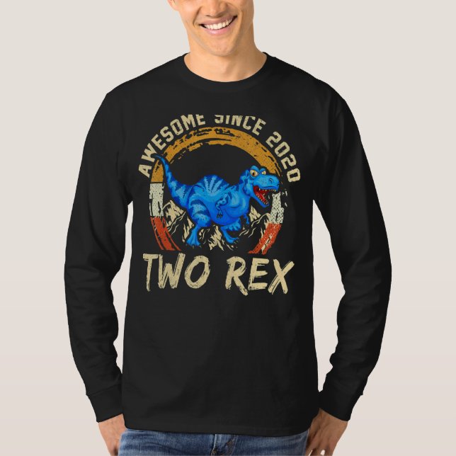 Two Rex 2nd Birthday Second Dinosaur 2 Year Old T-Shirt (Front)
