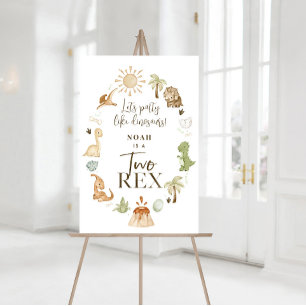 Two Rex Dinosaur 2nd Birthday Party Sign