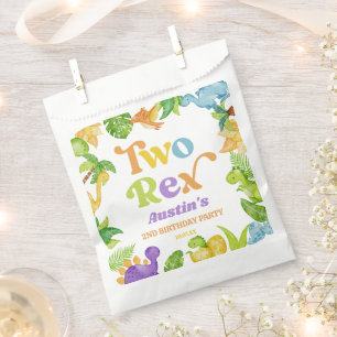 Two Rex Dinosaur 2nd Second Birthday Party Favour Bag