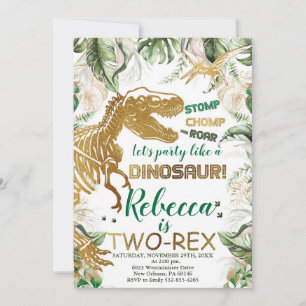 Two-Rex Dinosaur Birthday, Dino T-Rex Invitation