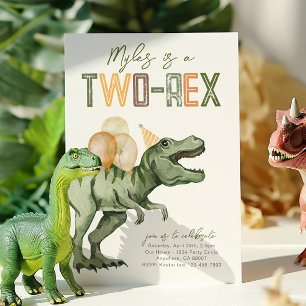 Two-Rex Dinosaur Birthday Invitation