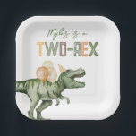 Two-Rex Party Paper Plates<br><div class="desc">Dinosaur Party Plates

Ready to be personalised by you!</div>