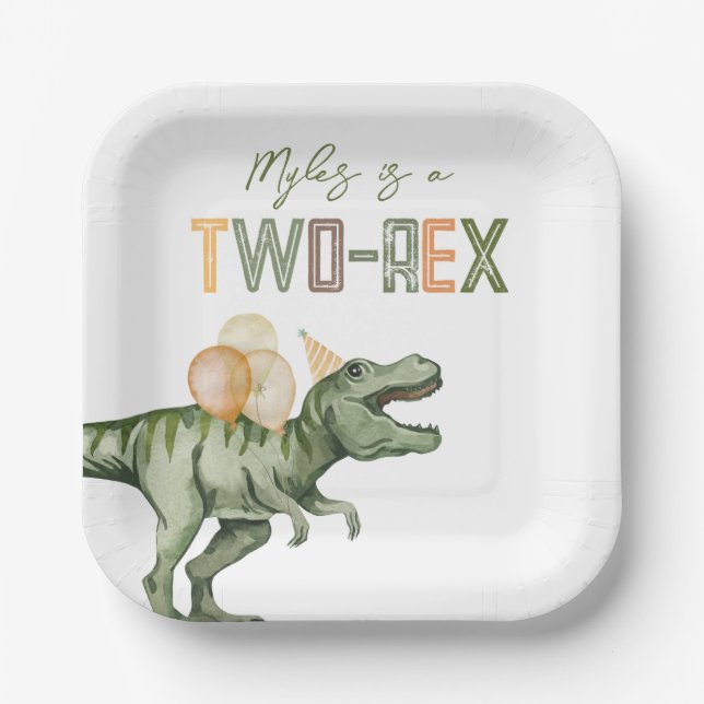 Two-Rex Party Paper Plates  (Front)
