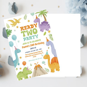 Two Rex Ready Two Party, Boy Second Birthday Party Invitation