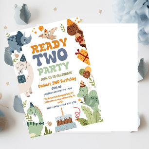 Two Rex Ready Two Party, Boy Second Birthday Party Invitation