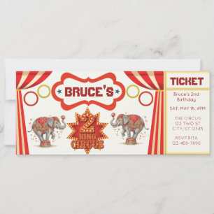 Two Ring Circus, 2nd Birthday Ticket Invitation