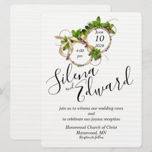 Two Rings as One Flat Wedding Invitation
