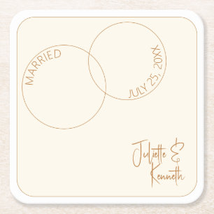 Two Rings Minimalist Wedding Paper Coaster