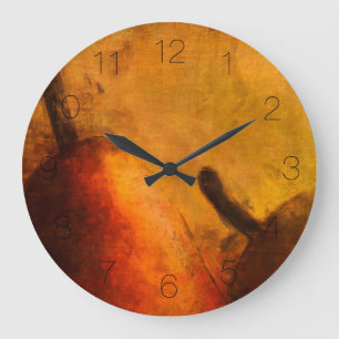 Two Ripe Pear Golden Art Large Clock