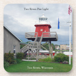 Two Rivers Pier Light plastic coaster