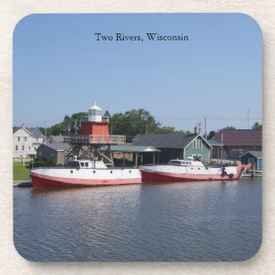 Two Rivers, Wisconsin plastic coaster