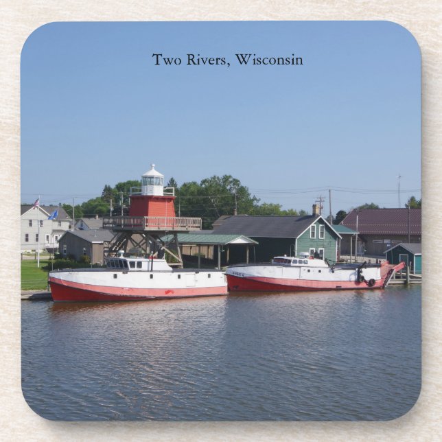 Two Rivers, Wisconsin plastic coaster (Front)